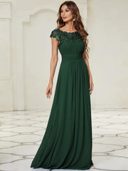 Elara | Lace Cap Sleeve Maxi Bridesmaid Dress Mother of the Bride Outfits
