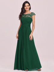 Elara | Lace Cap Sleeve Maxi Bridesmaid Dress Mother of the Bride Outfits