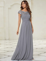 Elara | Lace Cap Sleeve Maxi Bridesmaid Dress Mother of the Bride Outfits