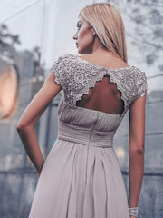 Elara | Lace Cap Sleeve Maxi Bridesmaid Dress Mother of the Bride Outfits