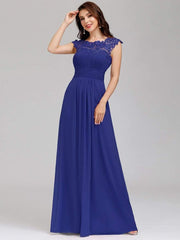 Elara | Lace Cap Sleeve Maxi Bridesmaid Dress Mother of the Bride Outfits