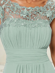 Elara | Lace Cap Sleeve Maxi Bridesmaid Dress Mother of the Bride Outfits
