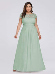 Elara | Lace Cap Sleeve Maxi Bridesmaid Dress Mother of the Bride Outfits
