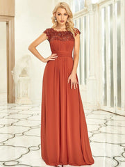 Elara | Lace Cap Sleeve Maxi Bridesmaid Dress Mother of the Bride Outfits