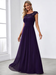 Elara | Lace Cap Sleeve Maxi Bridesmaid Dress Mother of the Bride Outfits