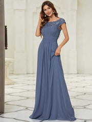 Elara | Lace Cap Sleeve Maxi Bridesmaid Dress Mother of the Bride Outfits