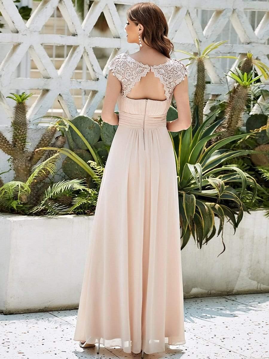 Elara | Lace Cap Sleeve Maxi Bridesmaid Dress Mother of the Bride Outfits