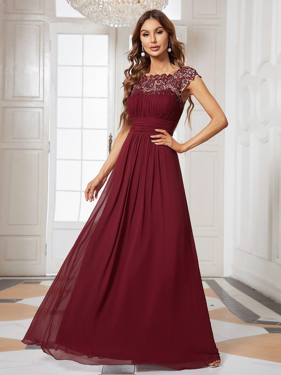 Elara | Lace Cap Sleeve Maxi Bridesmaid Dress Mother of the Bride Outfits