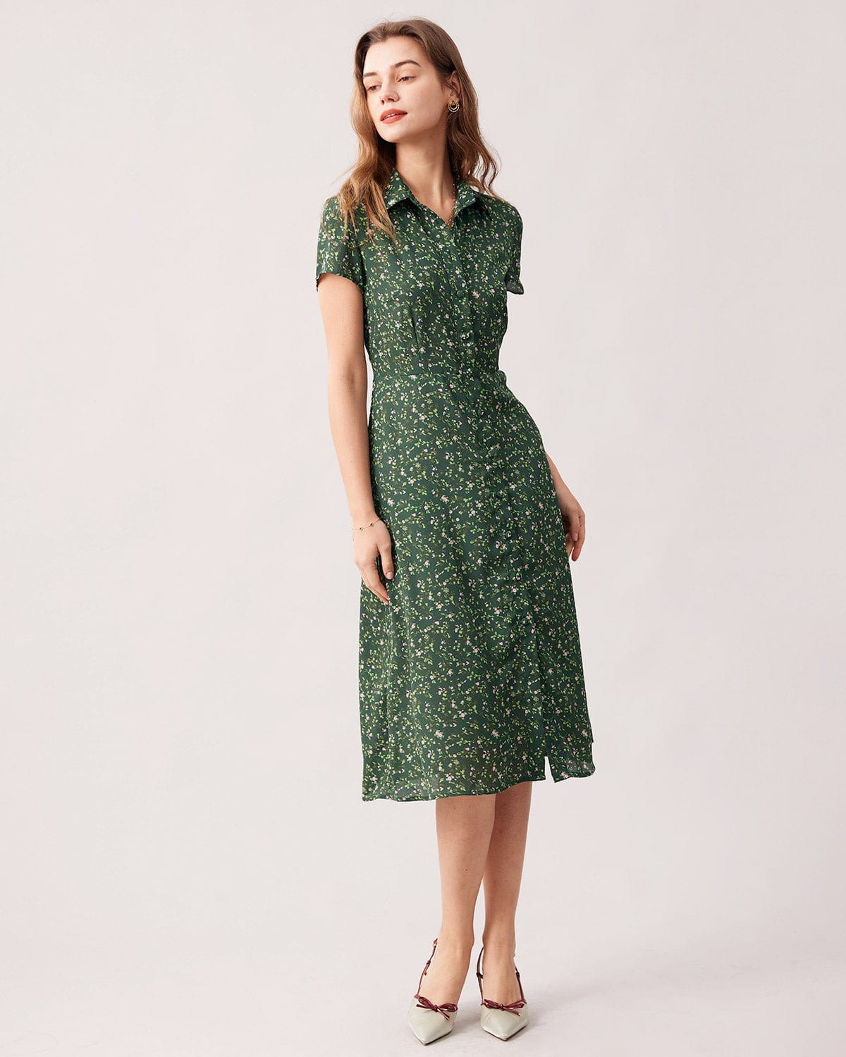 Elodie | Collared Button-Up Floral Summer Dress