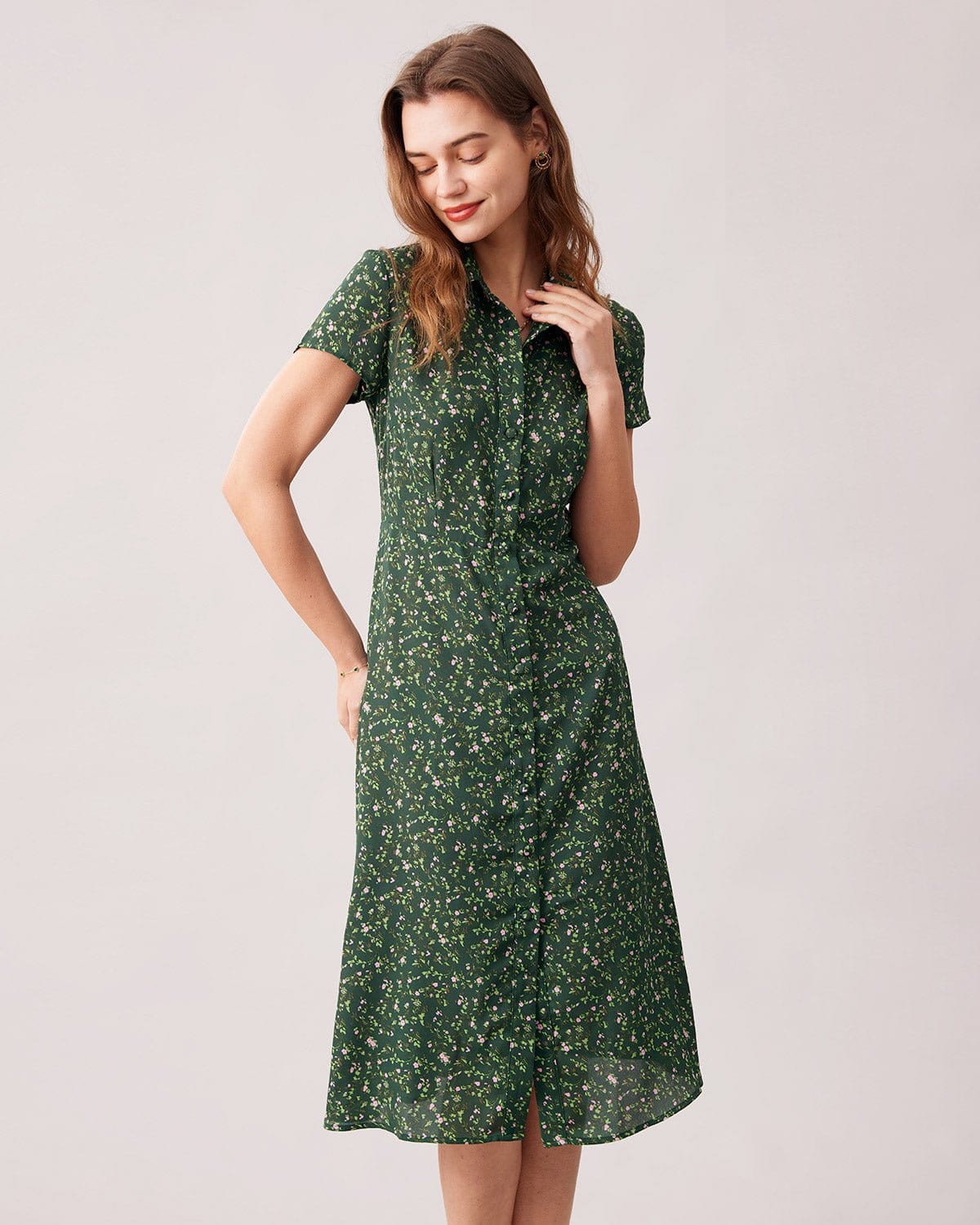 Elodie | Collared Button-Up Floral Summer Dress