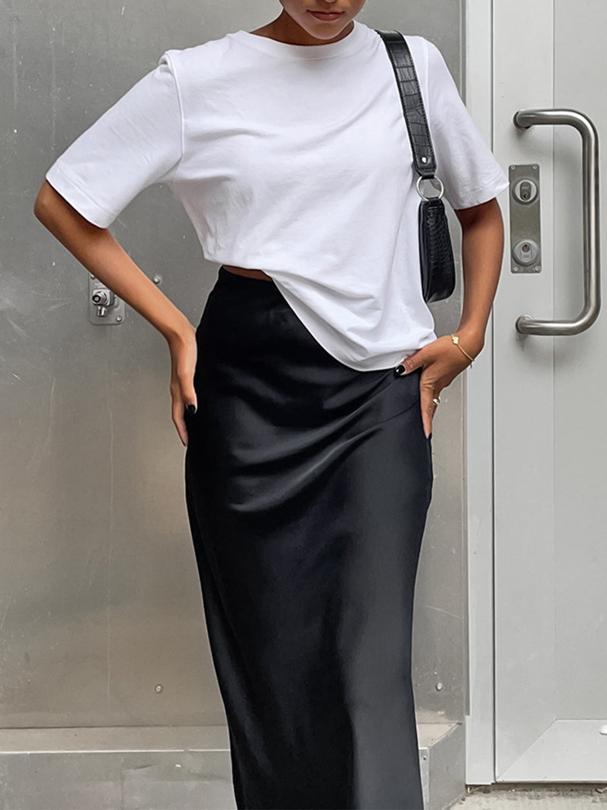 Eloise | Utility Fit Satin Maxi Skirt