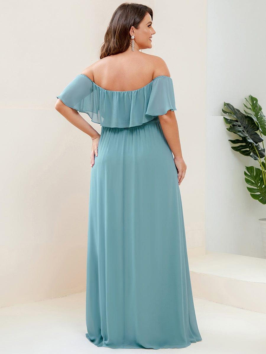 Estelle | Off-Shoulder Ruffle Bridesmaid Dress with Thigh Split