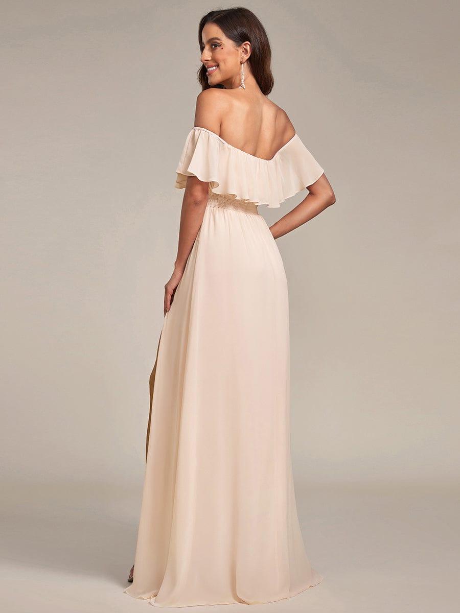 Estelle | Off-Shoulder Ruffle Bridesmaid Dress with Thigh Split