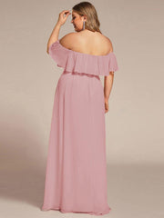 Estelle | Off-Shoulder Ruffle Bridesmaid Dress with Thigh Split