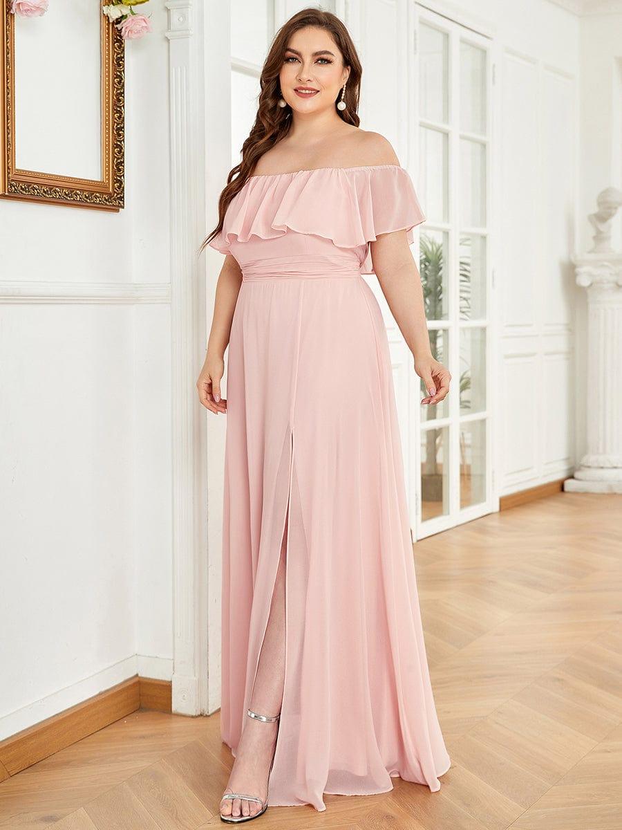 Estelle | Off-Shoulder Ruffle Bridesmaid Dress with Thigh Split