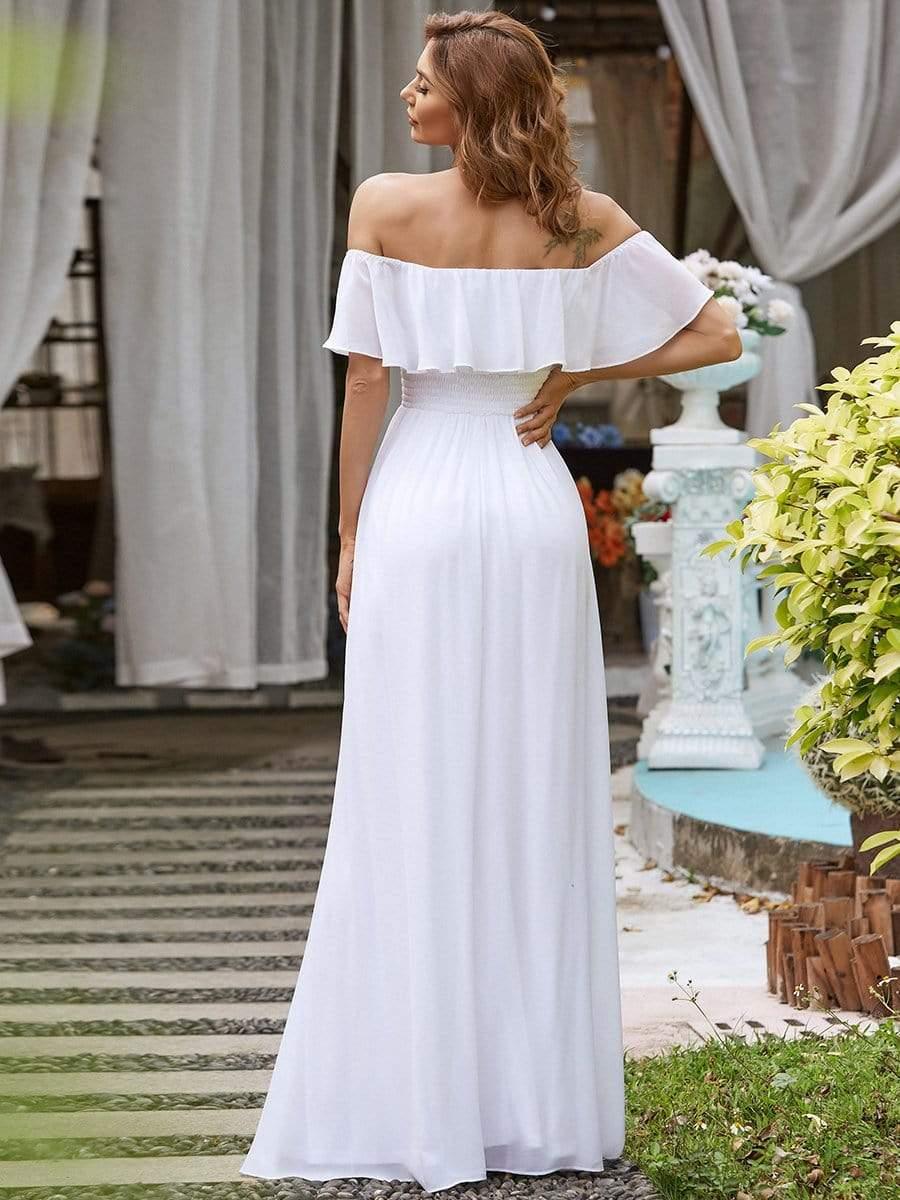 Estelle | Off-Shoulder Ruffle Bridesmaid Dress with Thigh Split