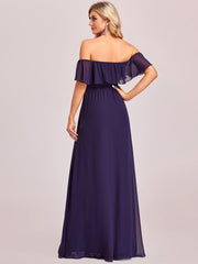 Estelle | Off-Shoulder Ruffle Bridesmaid Dress with Thigh Split