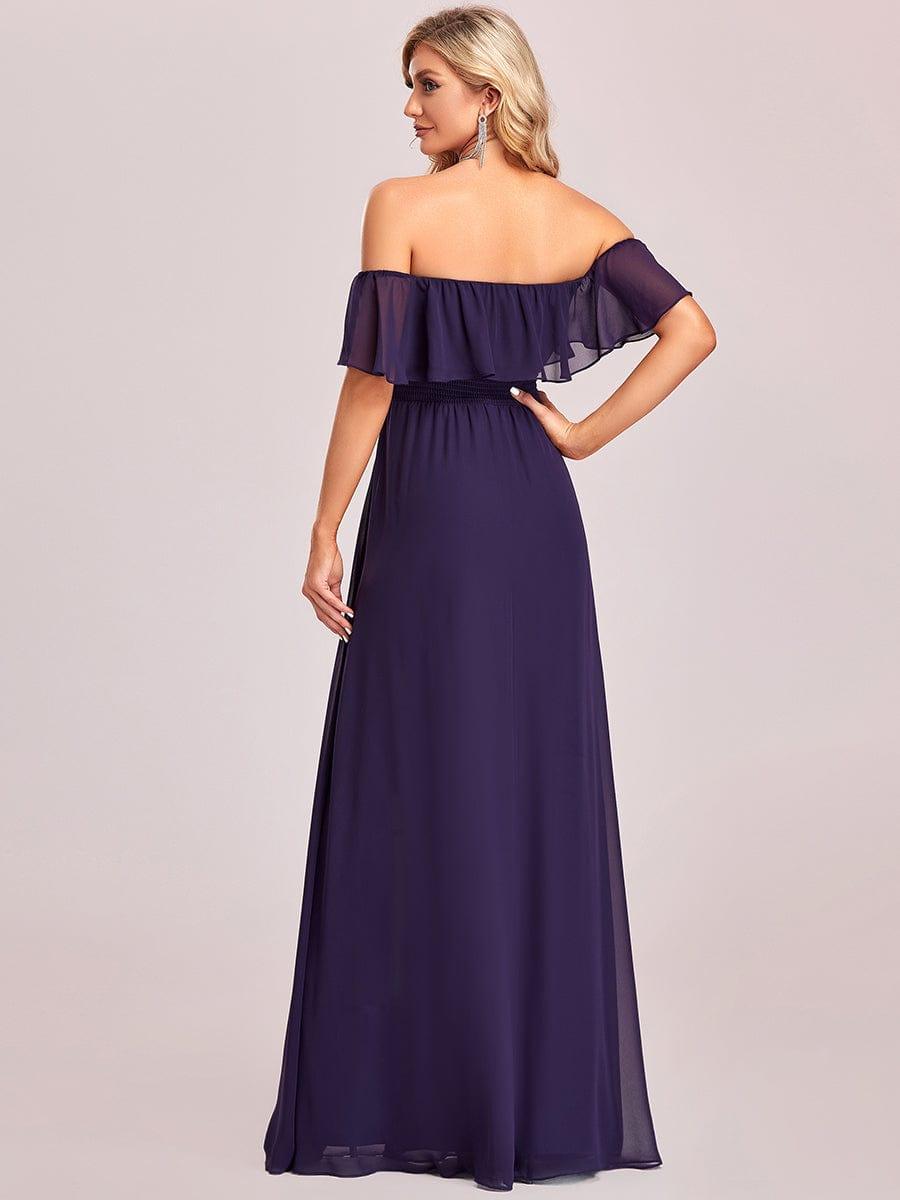 Estelle | Off-Shoulder Ruffle Bridesmaid Dress with Thigh Split