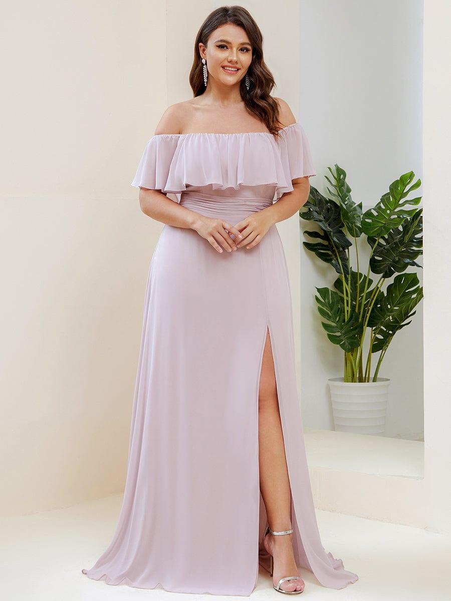 Estelle | Off-Shoulder Ruffle Bridesmaid Dress with Thigh Split
