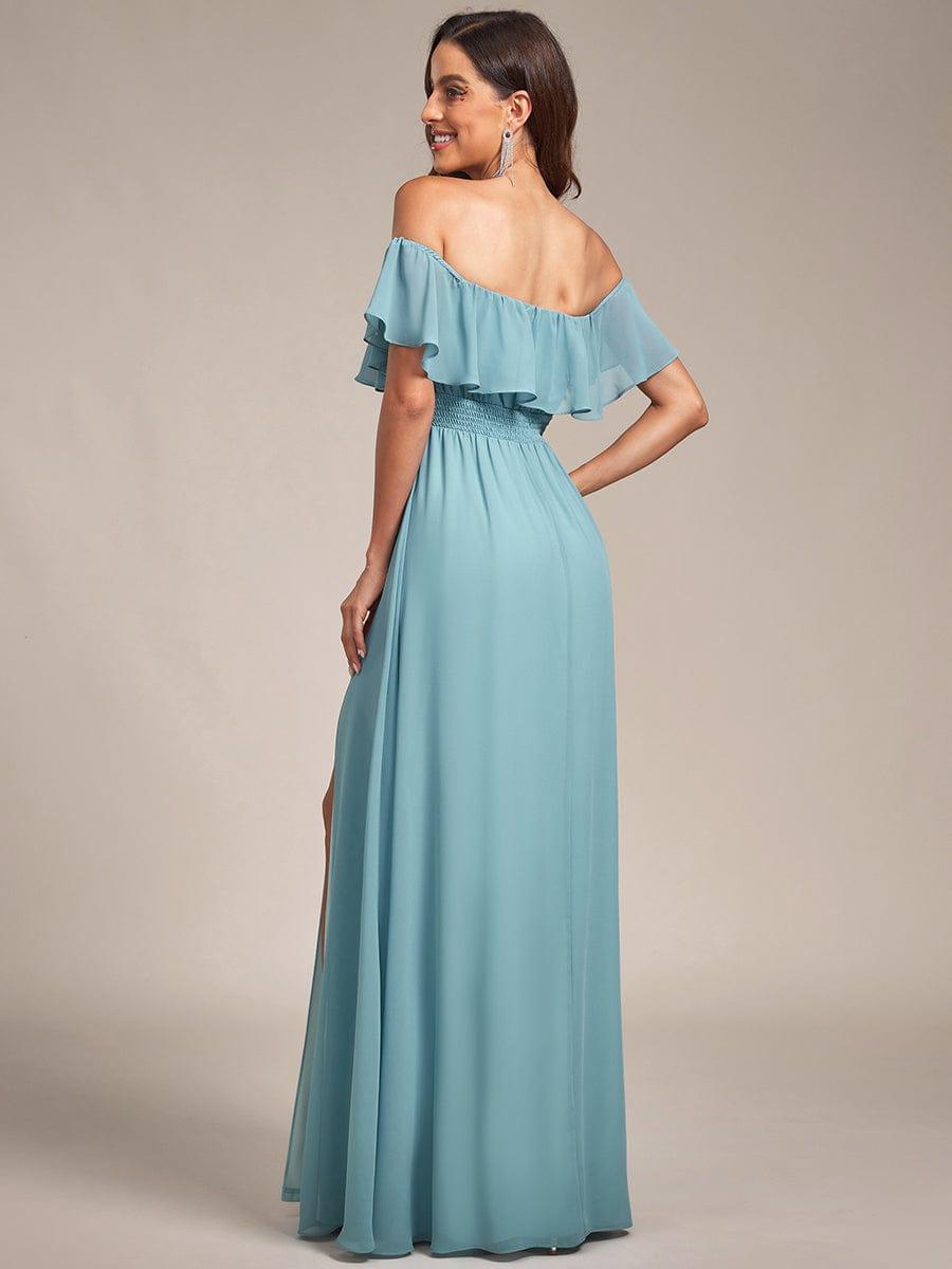 Estelle | Off-Shoulder Ruffle Bridesmaid Dress with Thigh Split