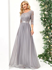 Eva | Ruched Waist A-Line Lace Mother of the Bride Outfits