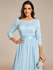Eva | Ruched Waist A-Line Lace Mother of the Bride Outfits