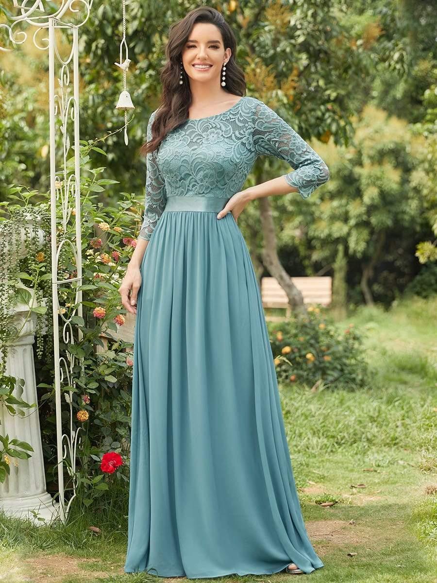 Eva | Ruched Waist A-Line Lace Mother of the Bride Outfits