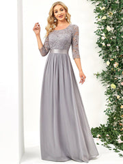 Eva | Ruched Waist A-Line Lace Mother of the Bride Outfits