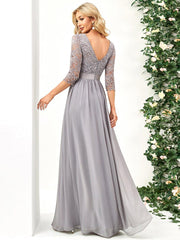 Eva | Ruched Waist A-Line Lace Mother of the Bride Outfits