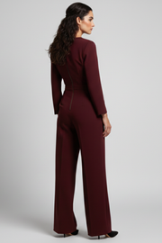 Evelyn | Tailored Wrap-Front Wide-Leg Jumpsuit