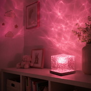 Evergreen Coastal Glass Table Lamp with Rotating Ripple Light – Ideal for Bedroom or Lounge