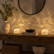 Evergreen Coastal Glass Table Lamp with Rotating Ripple Light – Ideal for Bedroom or Lounge