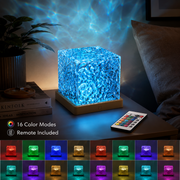 Evergreen Coastal Glass Table Lamp with Rotating Ripple Light – Ideal for Bedroom or Lounge