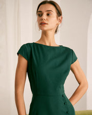 Faith | Fitted Backless Boat Neck Midi Dress