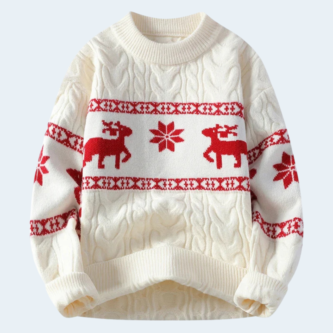 Biruvi | Men’s Festive Reindeer Knit Sweater