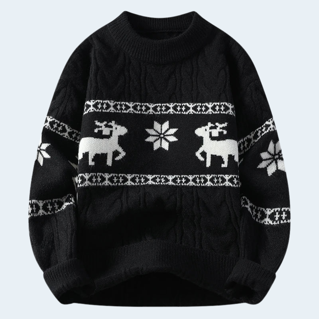 Biruvi | Men’s Festive Reindeer Knit Sweater
