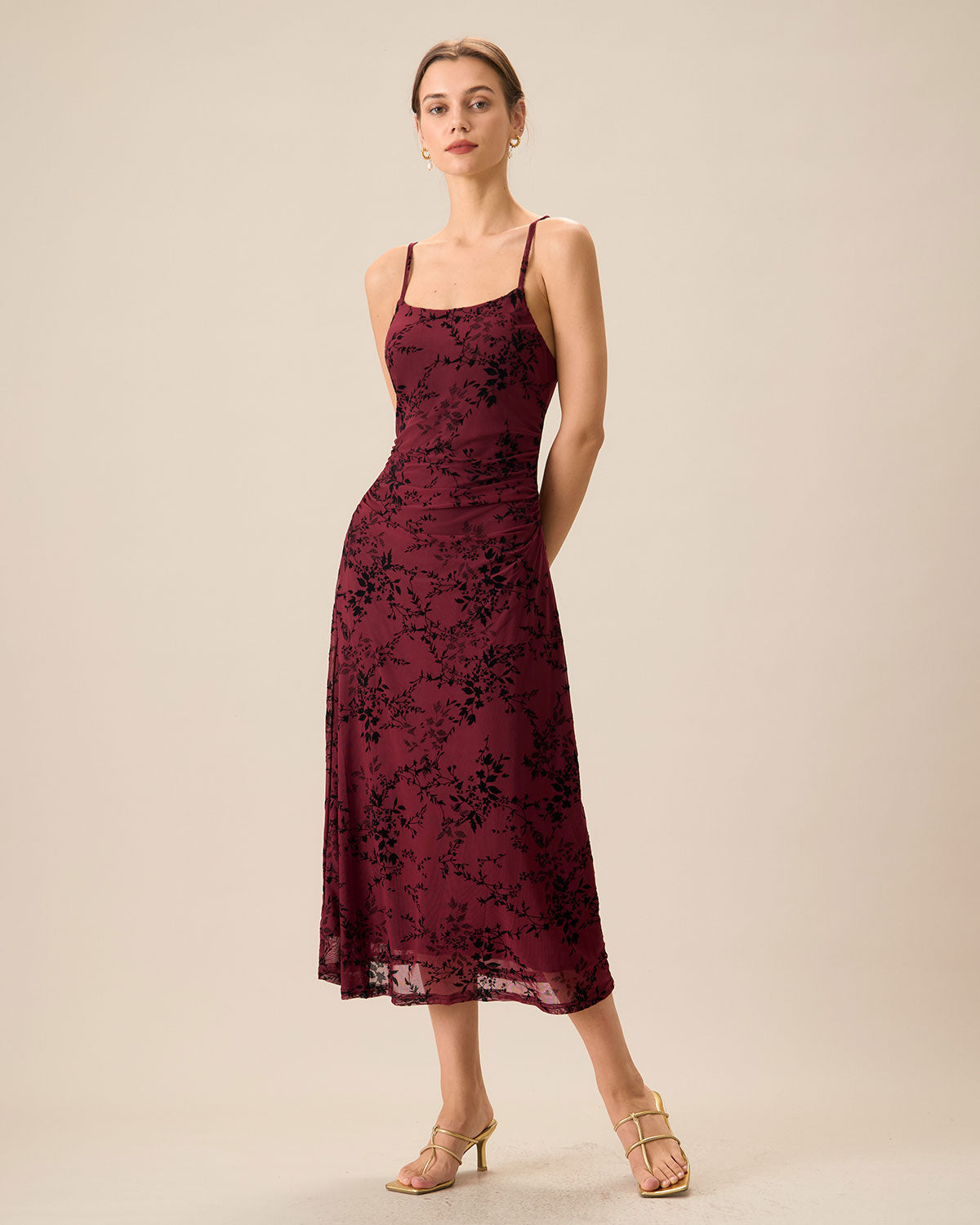 Gia | Fitted Floral Wedding Guest Midi Dress
