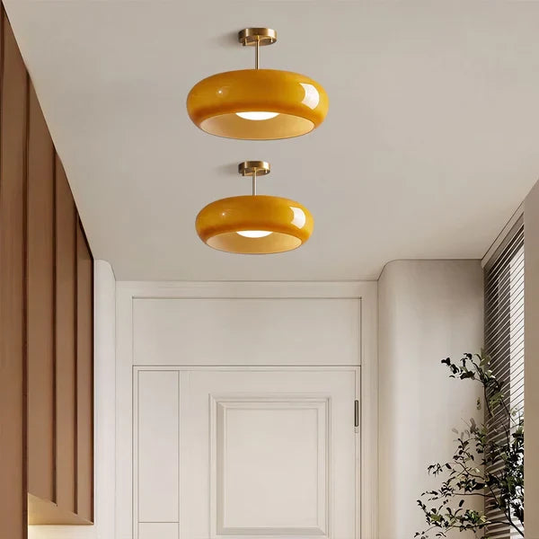 Glass Bauhaus Ceiling Light with Warm Gradient Shade – Ideal for Living Room or Hallway