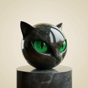 Glossy Marble-Like Resin Cat Head Sculpture with Hypnotic Eyes – Ideal for Living Room or Office