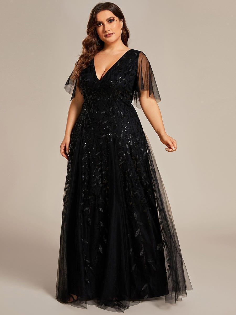 Grace | Fitted V-Neck Ruffle Sleeve Prom Dress