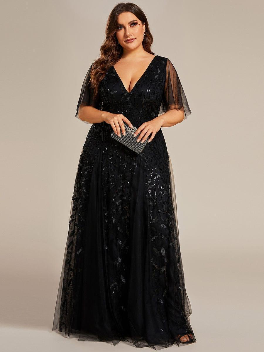 Grace | Fitted V-Neck Ruffle Sleeve Prom Dress