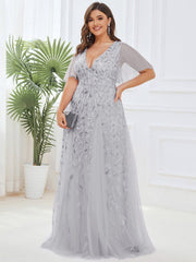 Grace | Fitted V-Neck Ruffle Sleeve Prom Dress