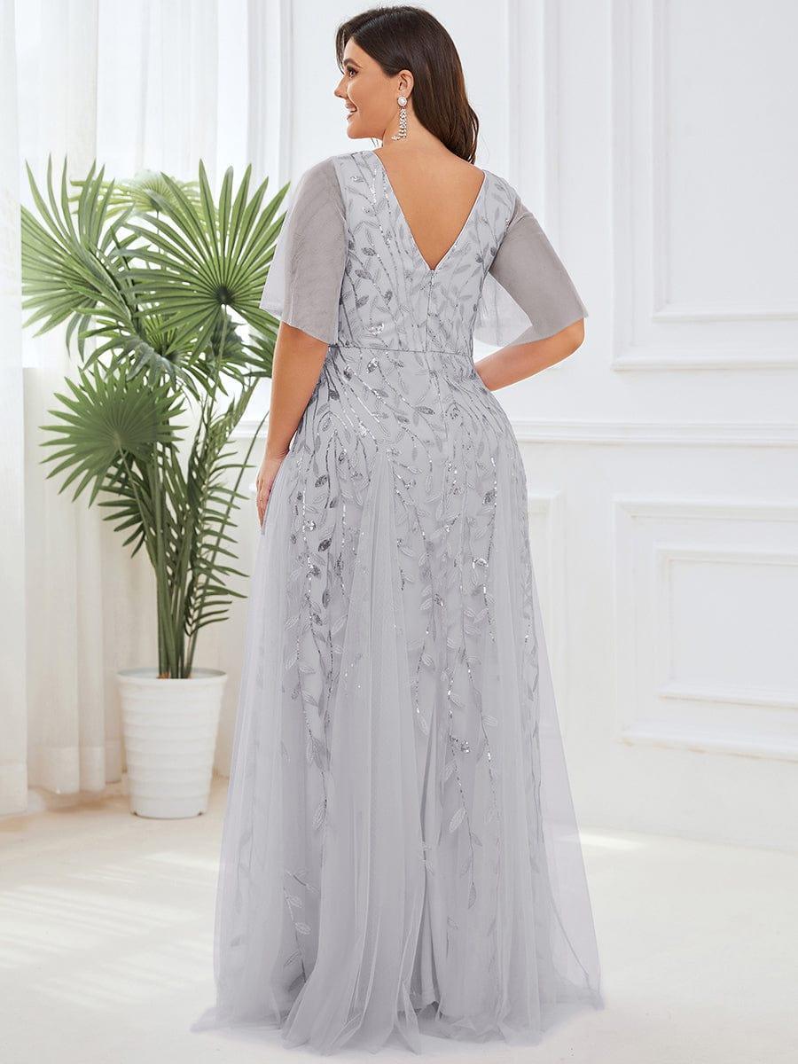 Grace | Fitted V-Neck Ruffle Sleeve Prom Dress