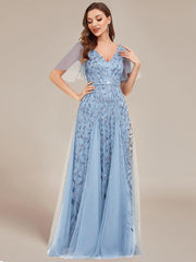 Grace | Fitted V-Neck Ruffle Sleeve Prom Dress