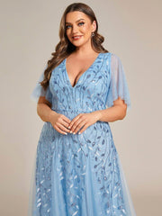 Grace | Fitted V-Neck Ruffle Sleeve Prom Dress