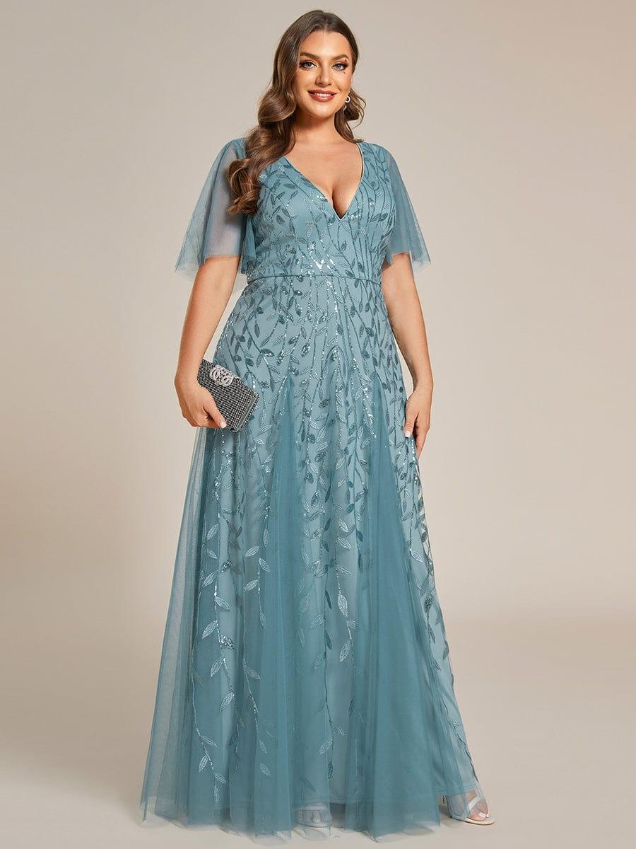 Grace | Fitted V-Neck Ruffle Sleeve Prom Dress