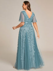 Grace | Fitted V-Neck Ruffle Sleeve Prom Dress