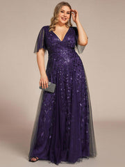 Grace | Fitted V-Neck Ruffle Sleeve Prom Dress
