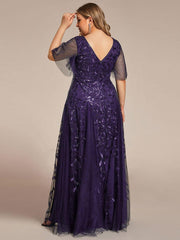 Grace | Fitted V-Neck Ruffle Sleeve Prom Dress