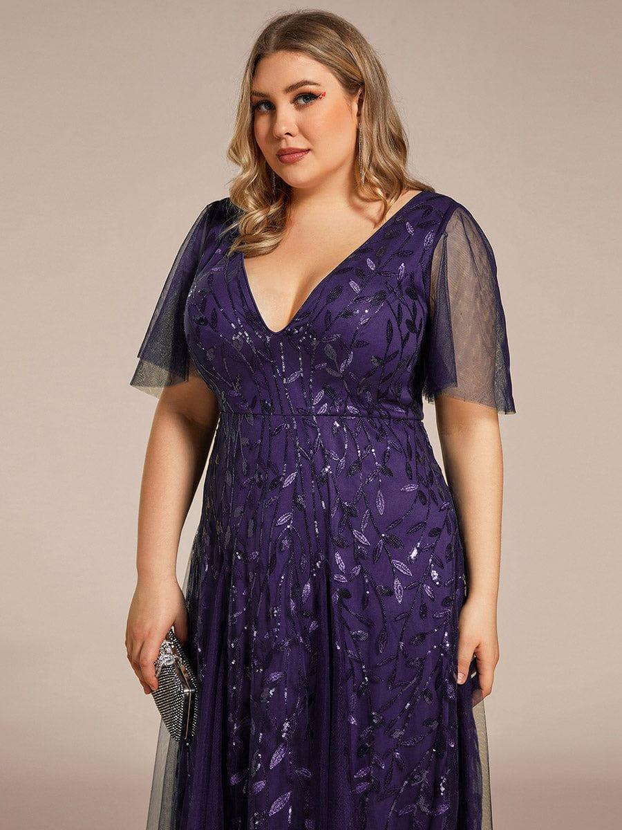 Grace | Fitted V-Neck Ruffle Sleeve Prom Dress